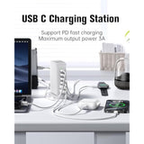 Usb C Charger -Usb Charging Station, Multiport Usb Charging Station, 6 Port Usb Hub Charger Tower For Iphone 15/14/13/12, Ipad, Samsung Galaxy, Google Pixel,Htc, And Multiple Devices (White)