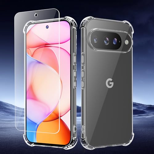 For Google Pixel 10 Case Or Google Pixel 10 Pro Case With Tempered Glass Screen Protector, Soft Flexible Tpu Slim Fit Shockproof Phone Cover For Women Men Girls Boys (Clear)