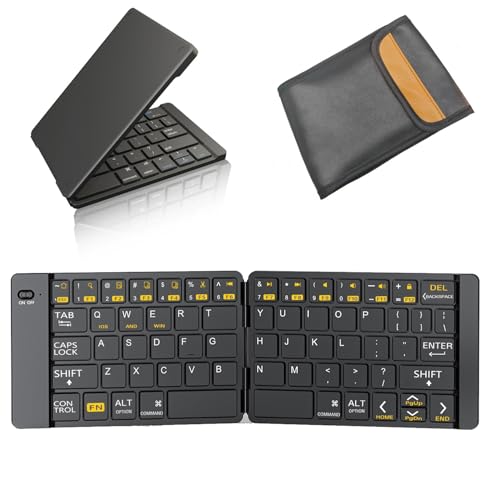 Foldable Bluetooth Keyboard - Portable Keyboard With Storage Bag, Rechargeable Full Size Ultra Slim Compatible Ios Android Windows Smartphone Tablet And Laptop(Keyboard+Bag)