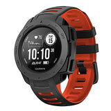 for Garmin Instinct Band Silicone Replacement Watch Band Compatible with Garmin Instinct 2/ Solar/Tactical(black-red)