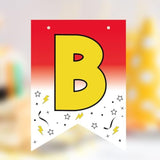 Anime Birthday Banner, Pre-Strung Red White And Yellow Cartoon Birthday Party Banner For Anime Theme Party Decorations No Assembly Required