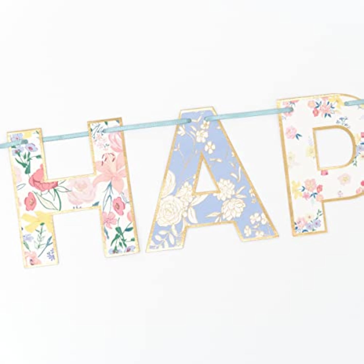 Meri Meri English Garden Birthday Banner (Pack of 1), 6' Party Banner Including Excess Cord, Meri Meri Garland Birthday Party Decorations, Reusable