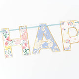 Meri Meri English Garden Birthday Banner (Pack of 1), 6' Party Banner Including Excess Cord, Meri Meri Garland Birthday Party Decorations, Reusable
