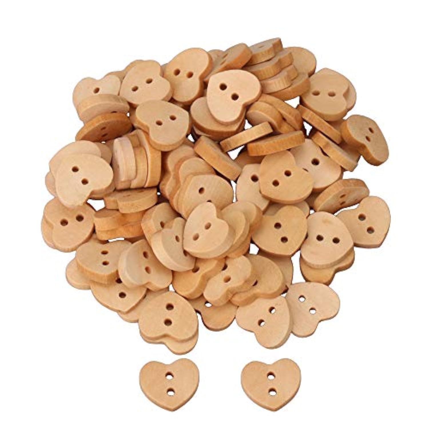 100Pcs Wooden Buttons Heart-Shaped Natural Wooden Button For Sewing Cr