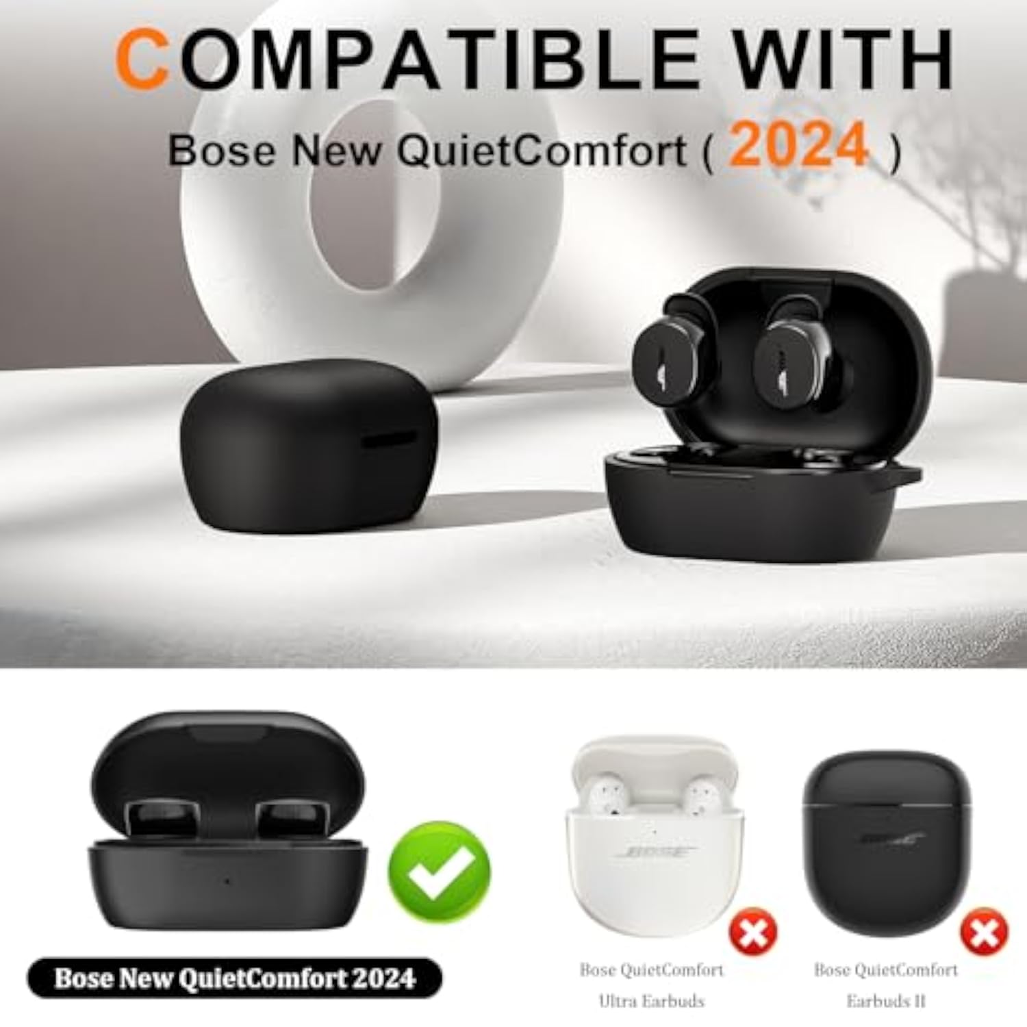 Bose New QuietComfort Earbuds Silicone Case Cover, Soft Protective Skin