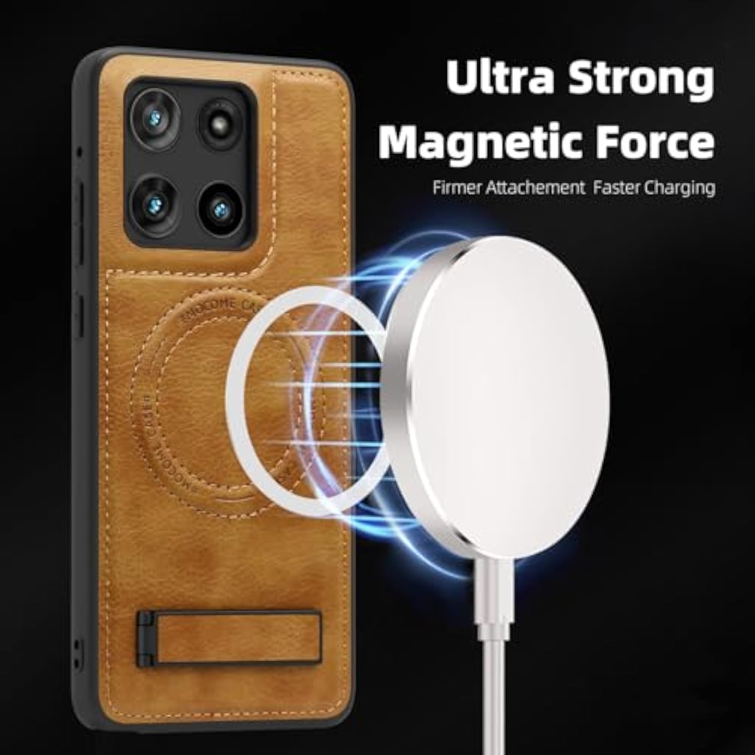 Compatible For Motorola Moto G Stylus 5G 2025 Case Leather ?Compatible With Magsafe? Magnetic Cover Stand Funda Para Rugged Anti-Slip Shockproof Phone Case Brown