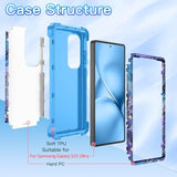 For Galaxy S25 Ultra Case Glow In The Dark Three Layer Heavy Duty Shockproof Hard Pc+Soft Silicone Rugged Full Body Protective Case For Women Girls,Purple Blue
