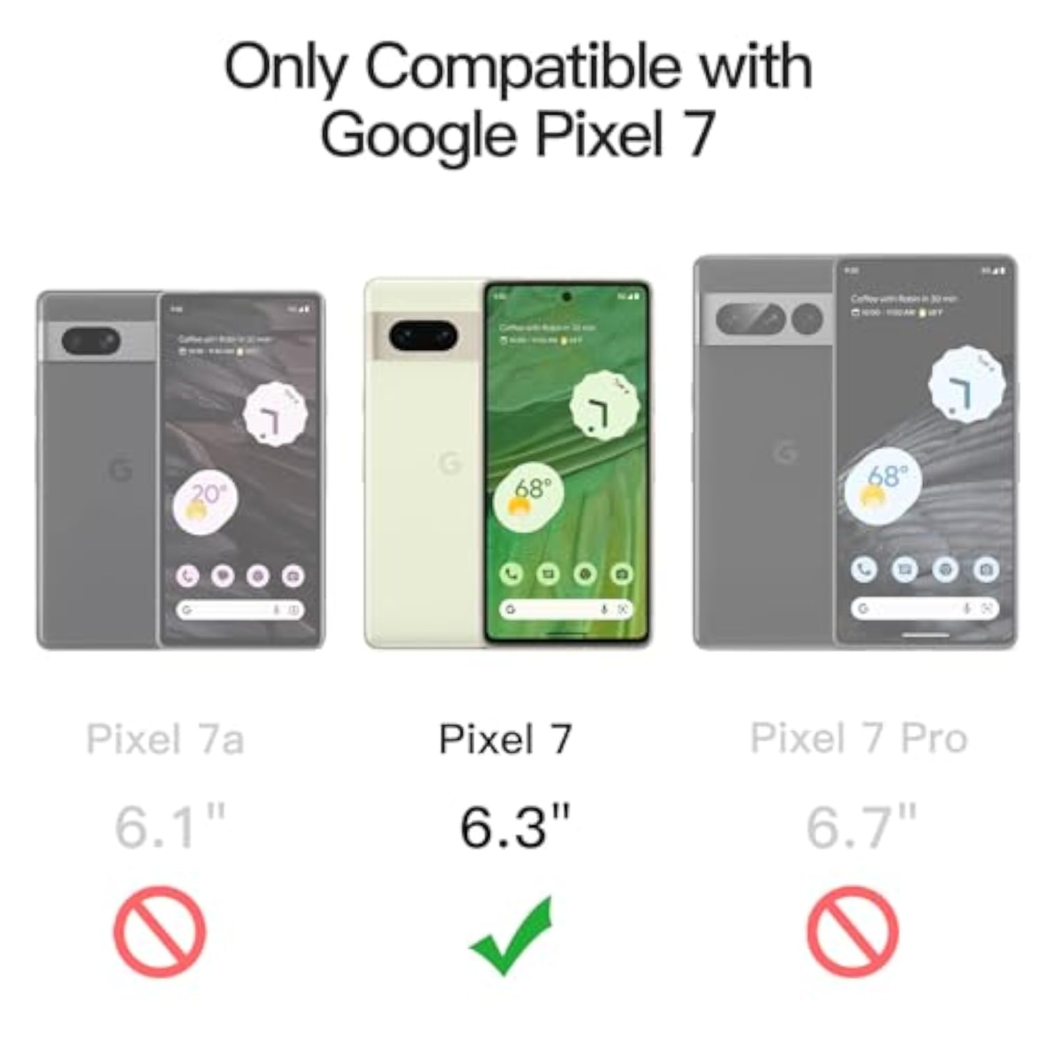 JETech Case for Google Pixel 7, Shockproof Phone Bumper Cover, Anti-Scratch Clear Back (Clear)