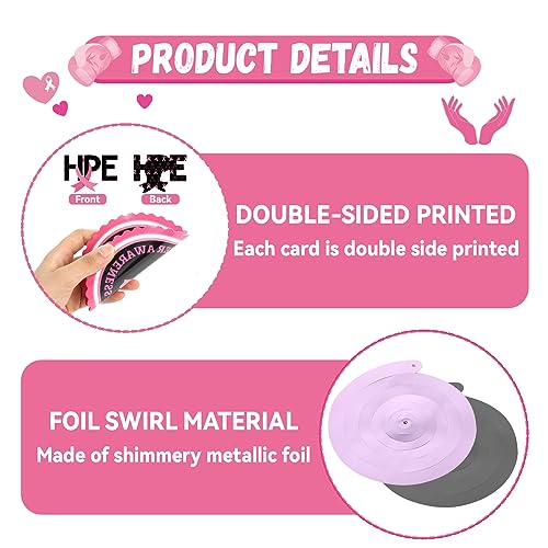 60PCS Breast Cancer Awareness Party Swirls Decorations Pink Ribbon Hanging Swirls Hope Strength Courage Faith Black and Pink Ceiling Hanging Decor Supplies for Breast Cancer Charity Theme Party Favors