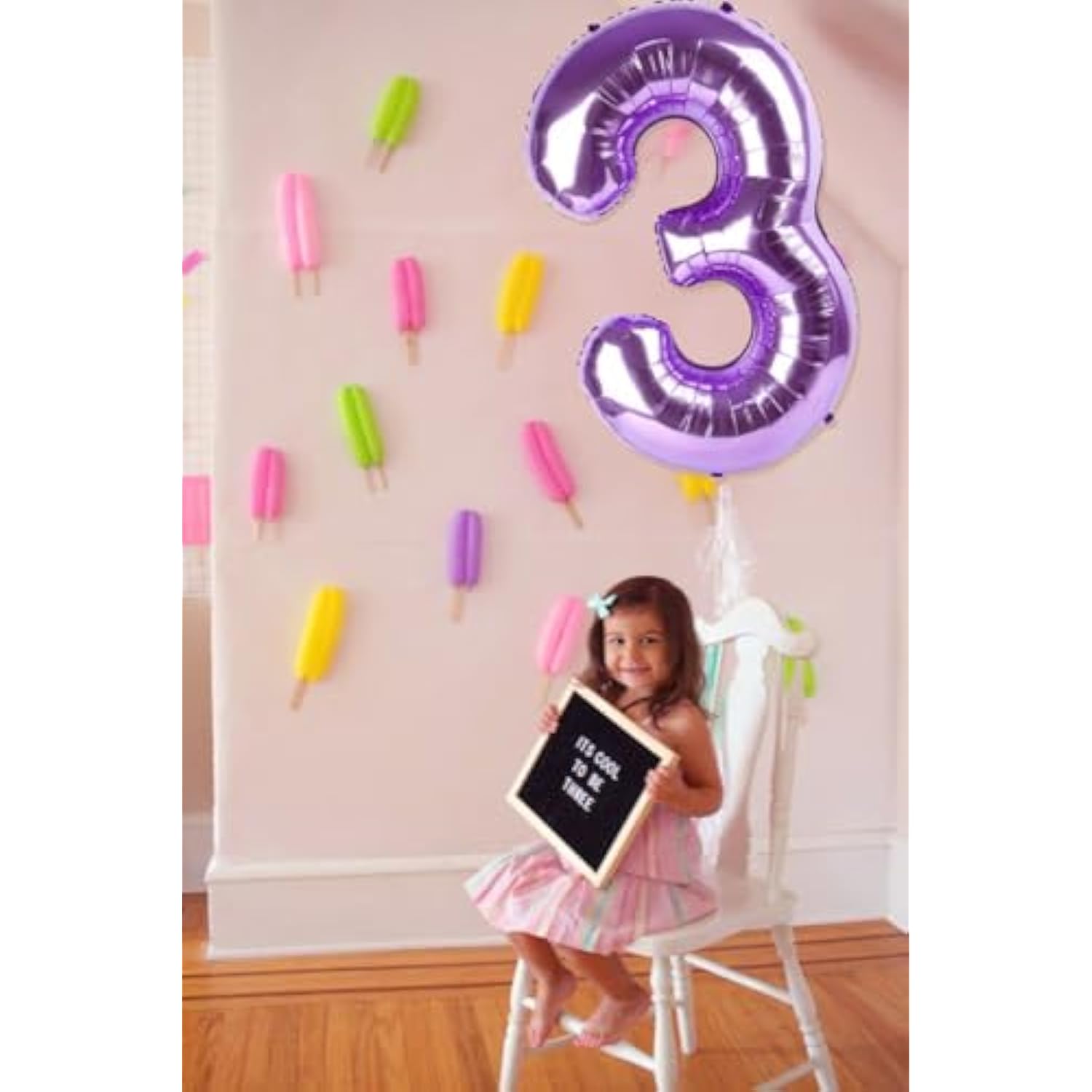 Numbers Balloon 3, 40 Inch Large Purple Balloon For Three Year Old Birthday Decor, 3 13 30 31 Birthday Party Decorations For Wedding Supplies