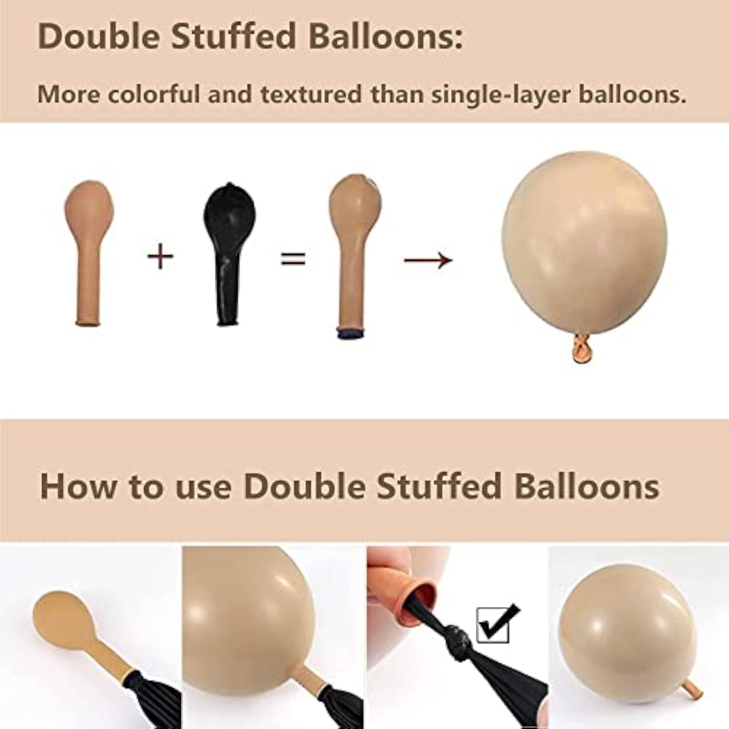 Nude Neutral Balloon Garland Arch Kit-119Pcs Tan Beige Double Stuffed