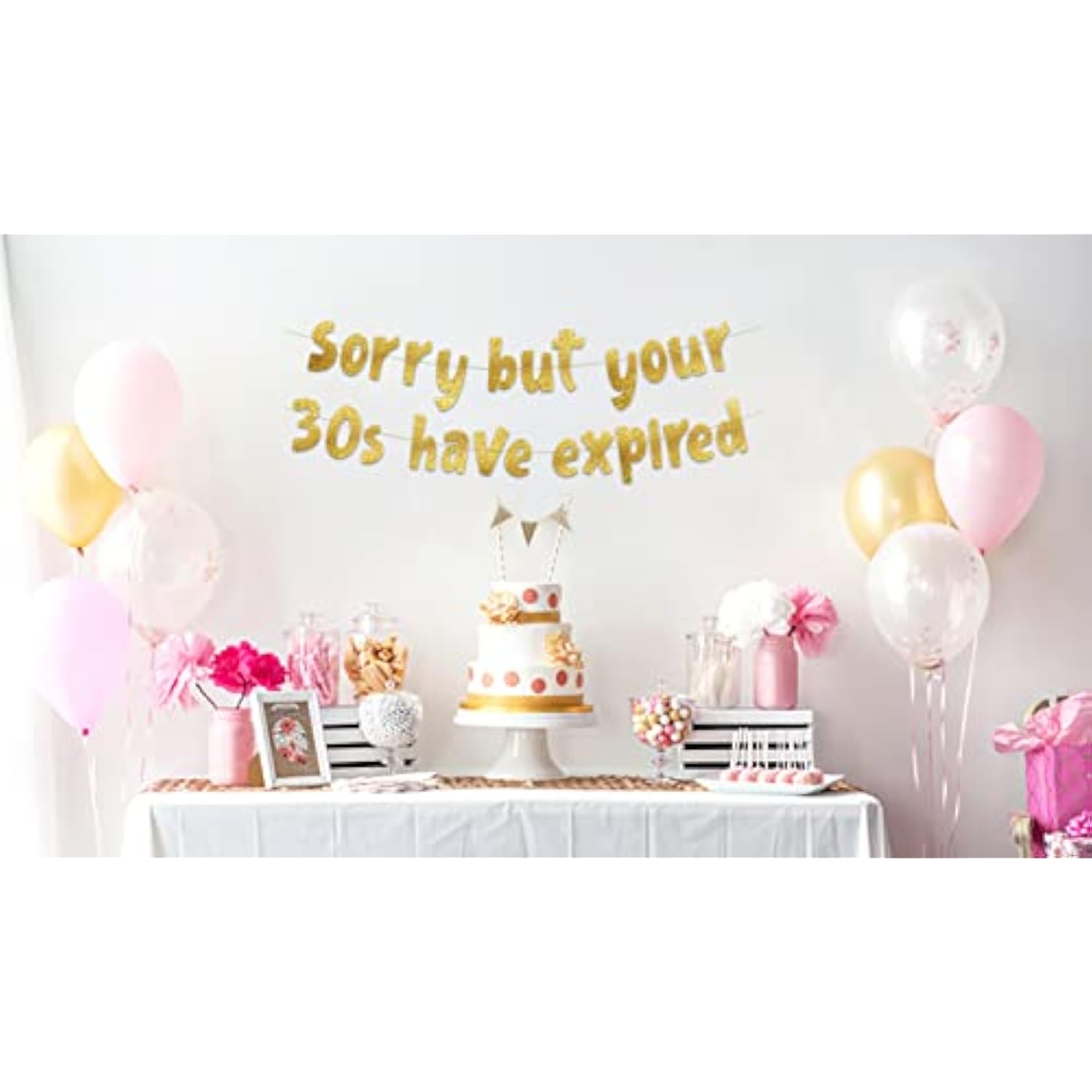 Sorry But Your 30S Have Expired Gold Glitter Banner - Happy 40Th Birthday Party Banner - 40Th Birthday Party Decorations And Supplies - 40Th Wedding Anniversary Decorations