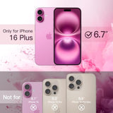 JETech Magnetic Case for iPhone 16 Plus 6.7-Inch Compatible with MagSafe, Shockproof Phone Bumper Cover, Solid Color Matte TPU Frame, Anti-Scratch Clear Back (Pink)