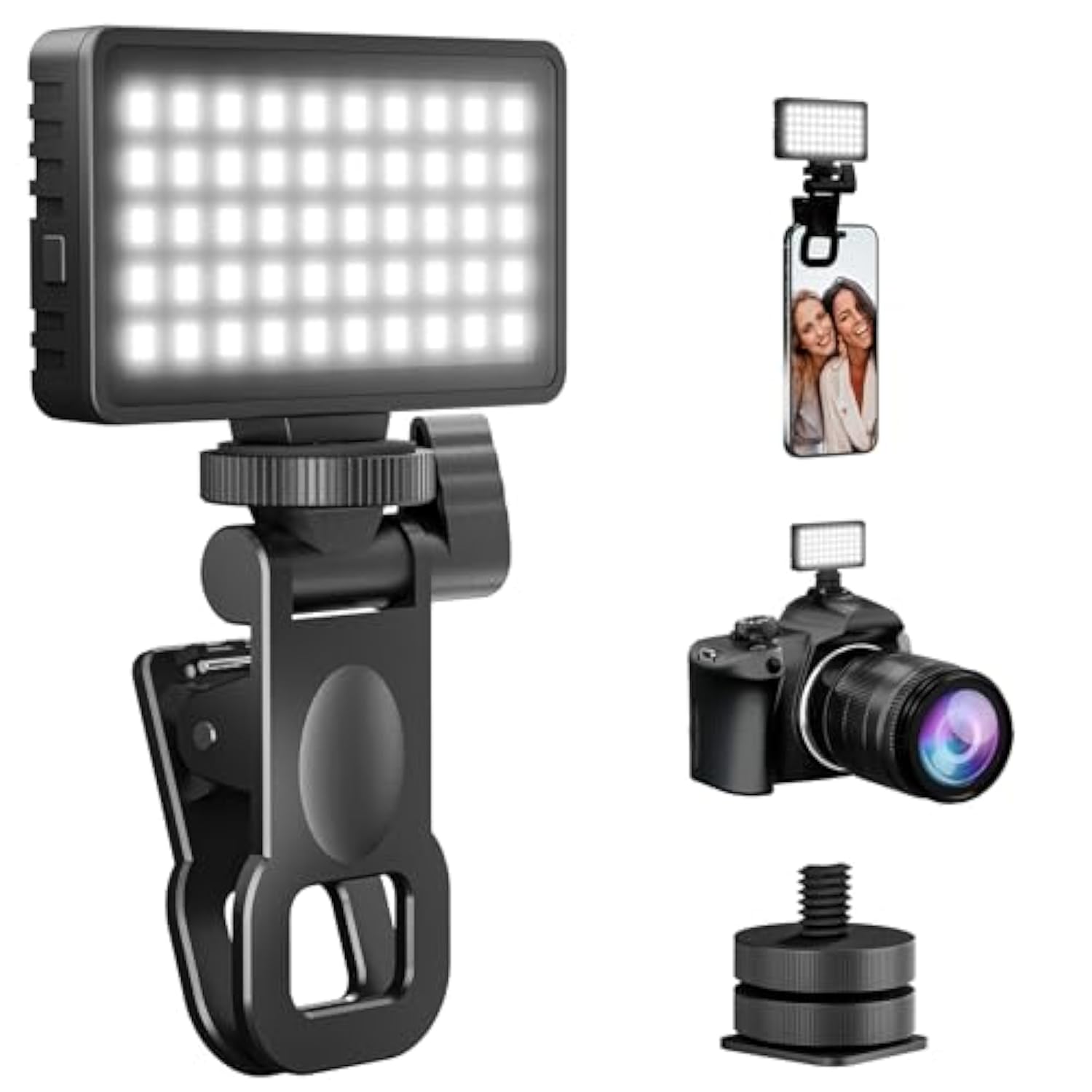 Small Selfie Light, Phone Light With Metal Hotshoe And Clip,50 Led Portable Rechargeable Single Color Video Light For Phones,Iphone, Laptops And Cameras, Selfie, Video Conference, Tiktok