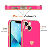 iPhone 13 Case for Women Cute Heart Bling Soft Shockproof Cover Pink