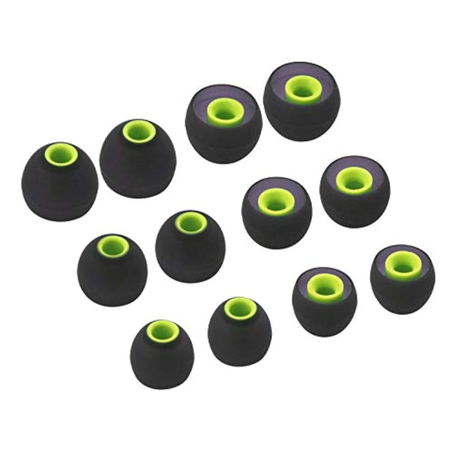 12Pcs Large Size Replacement Eartips Eargels Earpads Ear Tips Gels Bud For Powerbeats Pro, Beatsx, Senso, Tozo, Sony & Other Inner Hole 3.8Mm Earbud In-Ear Headphones,Black-Green,L