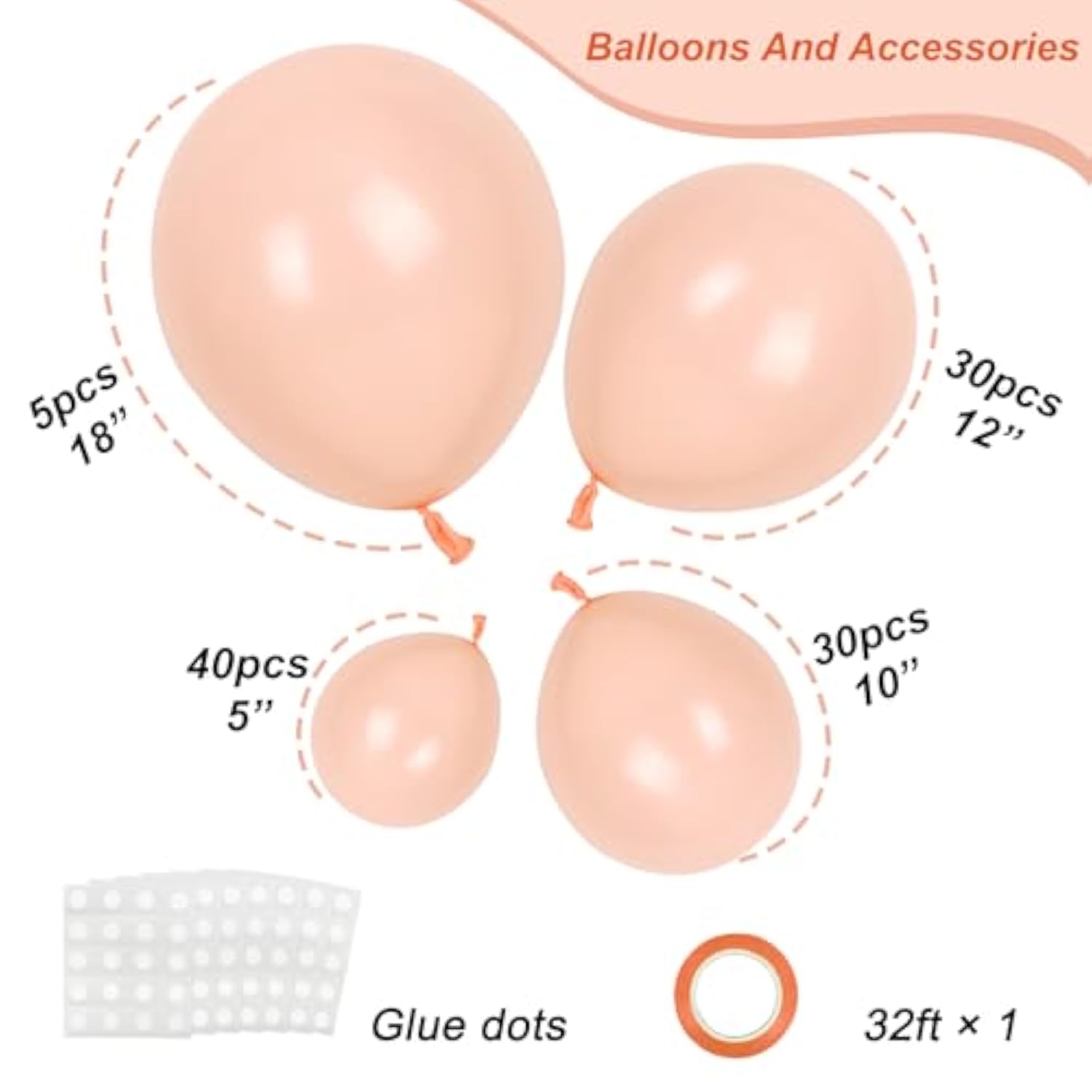 105pcs Pastel Orange Balloon Arch Kit for Baby Shower, Birthday, Gender Reveal