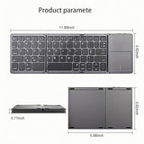 Foldable Bluetooth Keyboard With Touchpad, Portable Wireless Keyboard Rechargeable Full Size Ultra Slim Pocket Folding Key Board For Android Windows Ios Tablet & Laptop-Grey