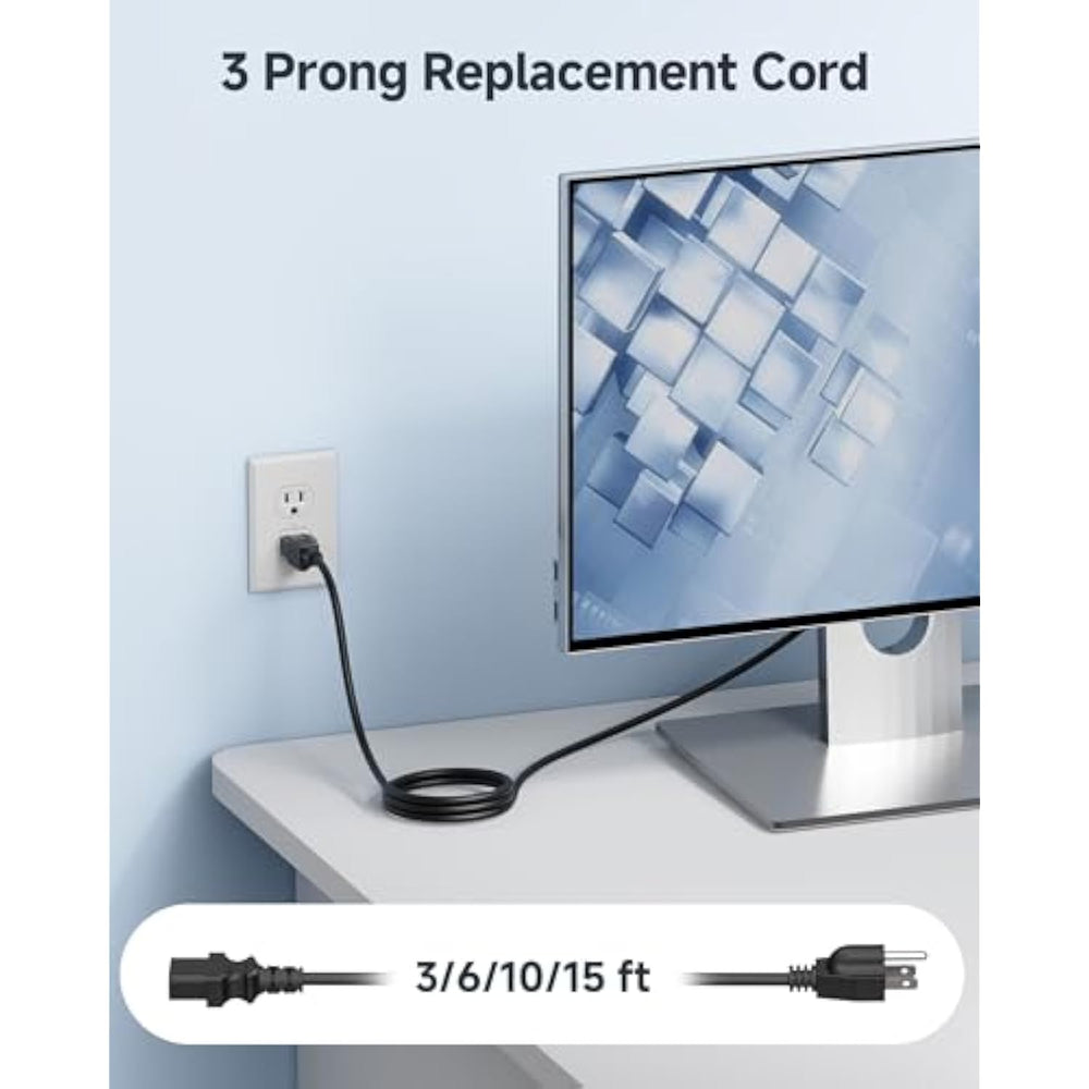 Cable Matters [UL Listed] 2-Pack 16 AWG 3 Prong Computer Power Cord ...