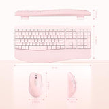 Wireless Keyboard And Mouse - Ergonomic Keyboard And Mouse Combo Full Size Keyboard Cordless With Palm Wrist Rest Ergonomic Mouse Wireless For Windows Computers Laptops - Pink