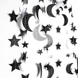 Black Silver Moon Decoration Star And Gothic Halloween Decor Garland For Twilight Birthday New Year Eve Party Grunge Star Banner Celestial Wedding Baby Shower Ramadan Eid Mubarak Summerween