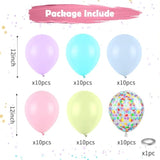 Pastel Balloons, Multicolor Macaron Balloons Colorful Latex Party Balloon, Baby Pink Blue Purple Yellow And Teal Rainbow Confetti Balloon For Kids Pastel Birthday Easter Party Baby Shower Wedding
