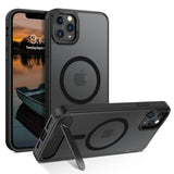 For Iphone 11 Pro Max Case With Stand, Magnetic Cases With Foldable Invisible Stand Translucent Matte Back Slim Protective Shockproof Kickstand Phone Case For Iphone 11 Pro Max 6.7", Black