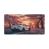 Car Mouse Pad With Stitched Edges, Cherry Blossoms Jdm Desk Mat Cool Sunset Desk Pad Computer Accessories Gaming Office Decor Keyboard Pads For Desk Rubber 30X60Cm