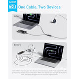 Anker Cable,4FT 2-in-1 USB C to USB C Cable 140W Max,Fast Charging for iPhone 16/16 Pro Max/15 Series,MacBook Air/Pro,and More(Braided,Black)