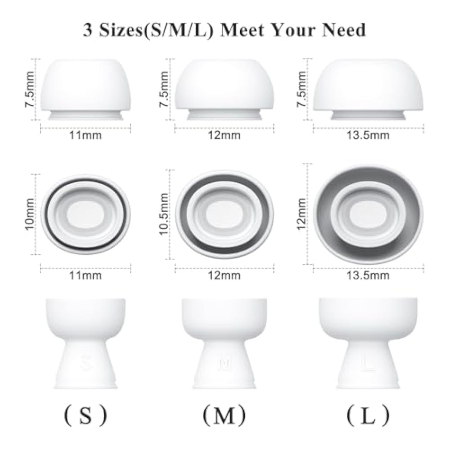 3 Pairs Replacement Ear Tips For Airpods Pro 2Nd And Airpods Pro Generation With Portable Storage Box, Noise Reduction Hole & Built-In Dust Guard Screen, Silicone Ear Tips For Airpods Pro(White, S)