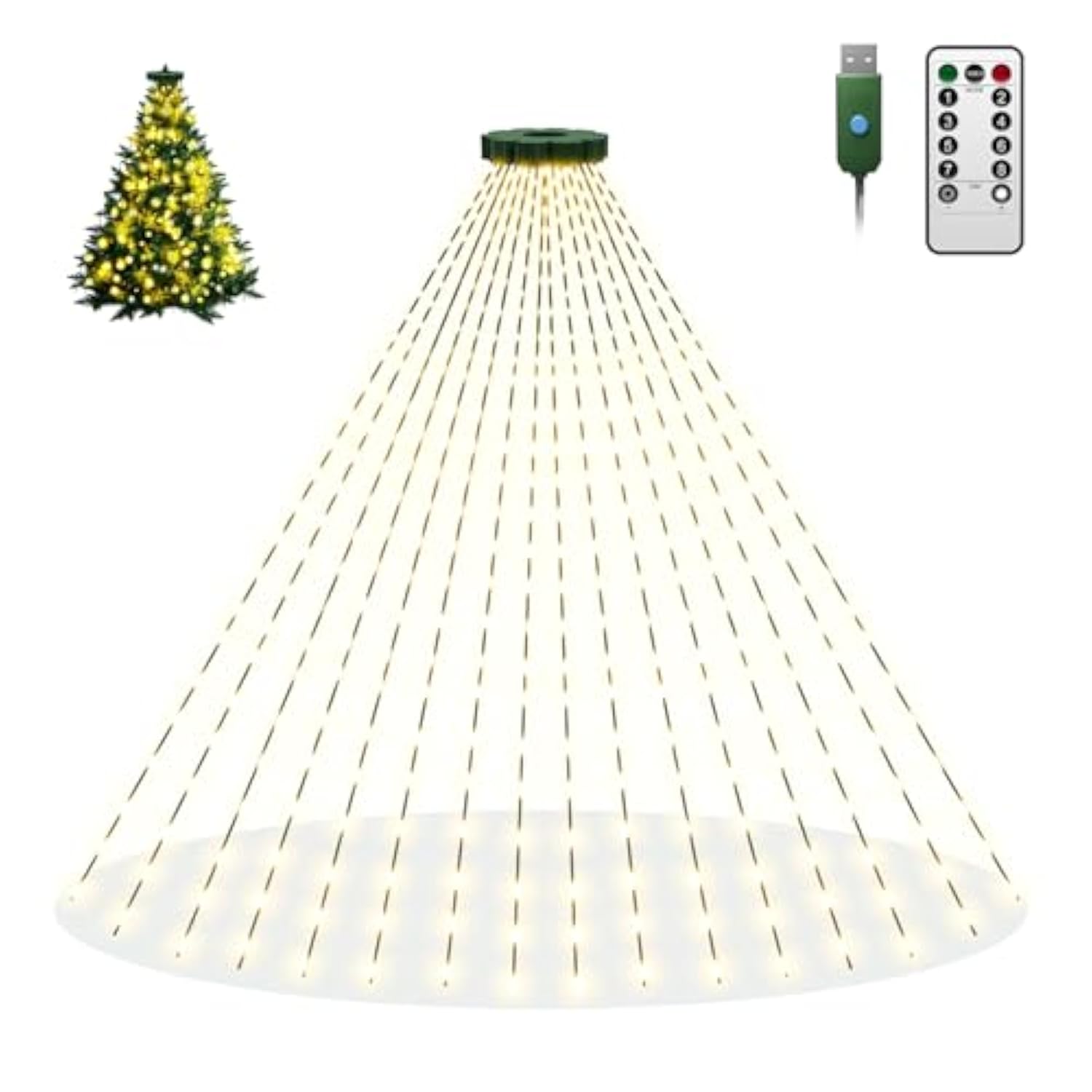 Christmas Tree Lights With Remote, 6.6Ft 400 Led Usb Plug In Fairy Xmas Light For 5-7Ft Tree,Timer Waterproof Dimmable 8