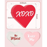 Valentines Day Decorations - 3 Pcs Large Wood Heart Shape Signs, Conversation Heart Decoration, Valentines Day Decor For Home, Office, Tiered Tray, Shelf, Mantel, Table