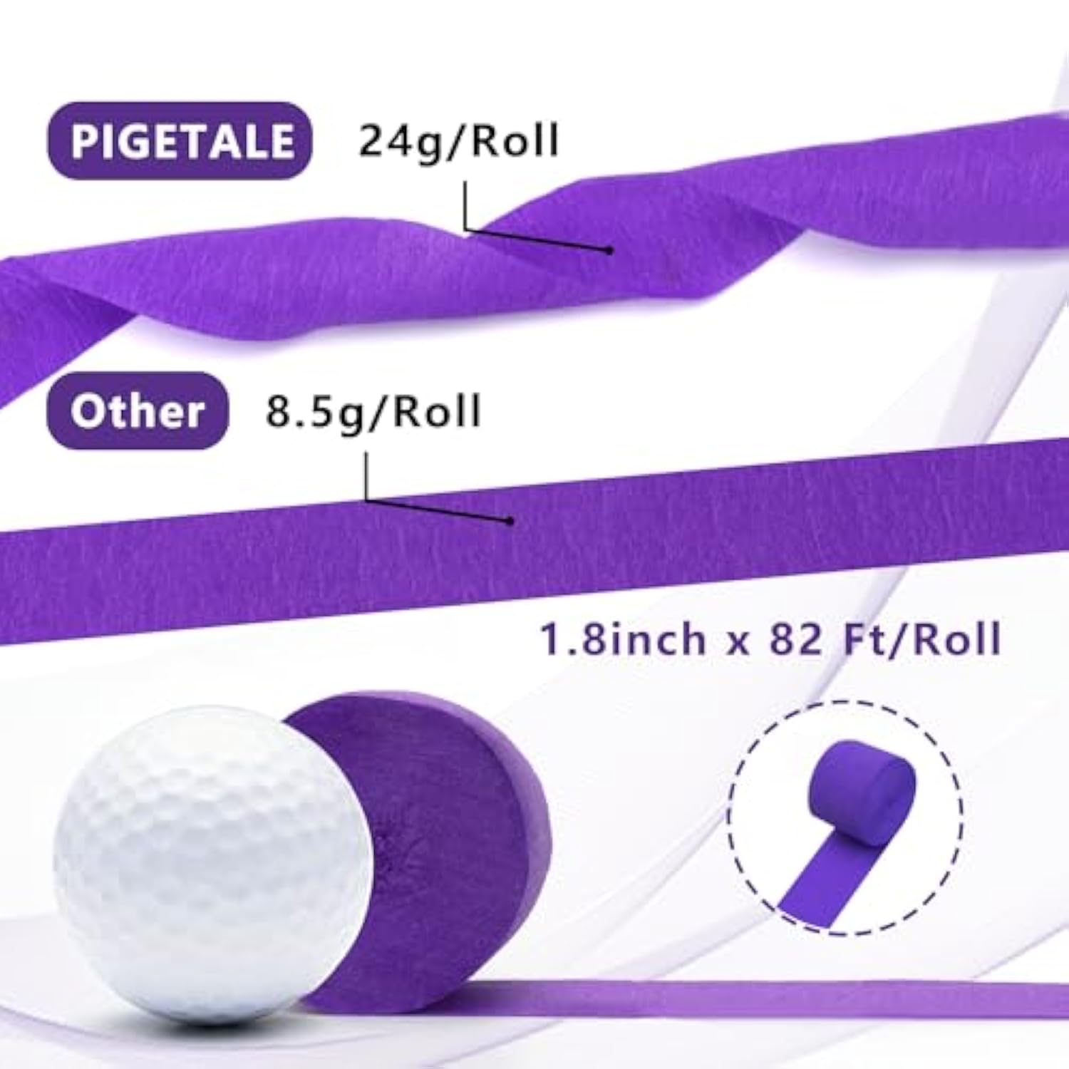 Crepe Paper Streamers 4 Rolls 328Ft, Pack Of Unique 3 Purple And White Party Streamer For Birthday Wedding Ceremony Baby Shower Party Decorations Diy Supplies Art Crafts (1.8Inch X 82Ft/Roll)