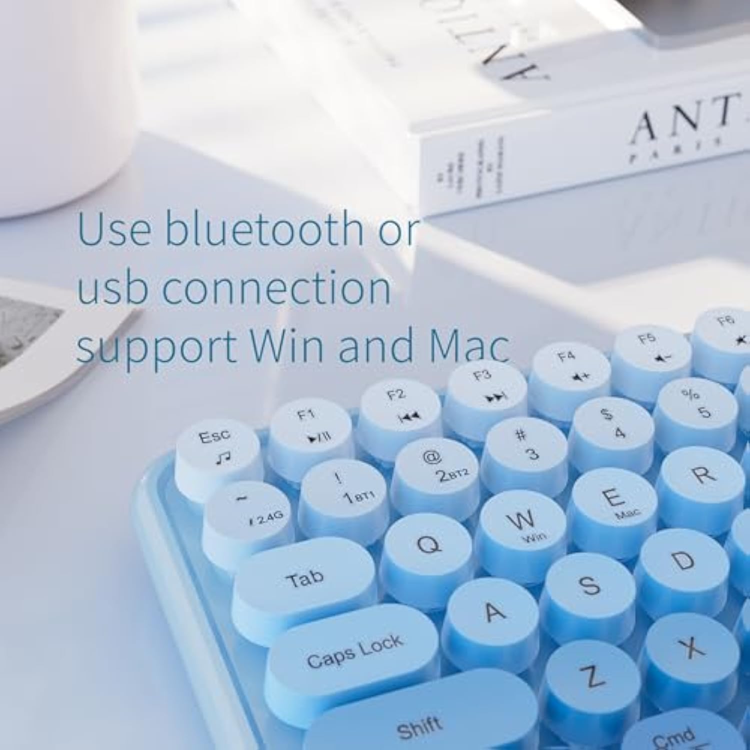 Colorful Bluetooth 100Keys Keyboards, Wireless Compact Rainbow Gradual Colors