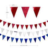 30 Ft Red Silver Blue Triangle Pennant Banner Bunting Double Sided Gli