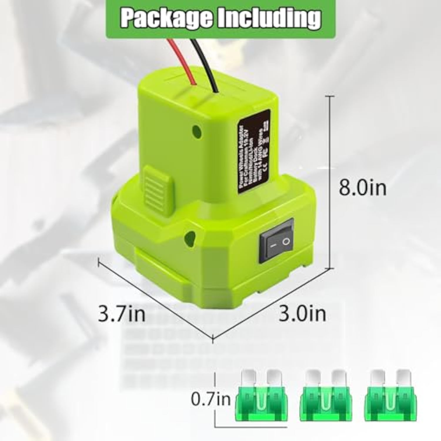 2 Pack Power Wheel Adapter For Ryobi 18V Battery Dock Battery Adapter With Fuse And Wire Terminal,14 Gauge Wire Power Convertor For Rc Car, Robotics,Diy Use