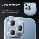 For Iphone 13 Pro/Iphone 13 Pro Max Camera Lens Protector Bling, Protection Camera Cover Tempered Glass Screen Protector Diamond Metal Individual Ring For 13Pro 6.1" / 13 Promax 6.7 Inch 2021