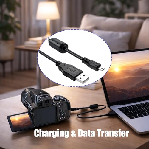 USB Charging Cable Compatible with Nikon Coolpix L830 S3300 S3000 Fujifilm FinePix JX650 JX660 AX500 AX550 J10 J26 Mini 8-Pin UC-E6 UC-E16 UC-E17