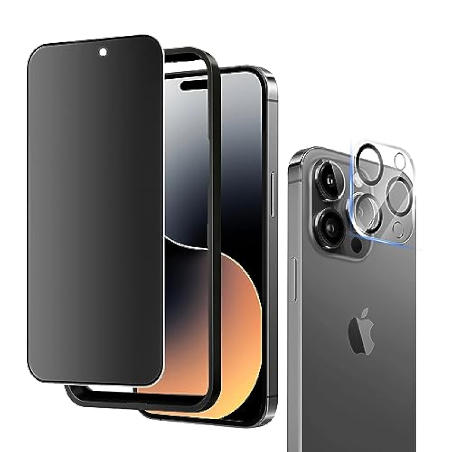 For Iphone 15 Pro 6.1" Matte Privacy Screen Protector With Camera Lens Protector Full Coverage Anti-Glare Anti-Spy Tempered Glass Film Anti-Fingerprint Easy Installation