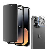 For Iphone 15 Pro 6.1" Matte Privacy Screen Protector With Camera Lens Protector Full Coverage Anti-Glare Anti-Spy Tempered Glass Film Anti-Fingerprint Easy Installation