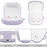Compatible With Beats Fit Pro 2021, Soft Silicone Case With Gold Heart Pattern For Beats Fit Pro Case With Cute Butterfly Keychain For Girls Women (Lavender Purple)