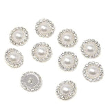 10Pcs 20Mm Round Rhinestone Faux Pearl Buttons Embellishments - Sew On