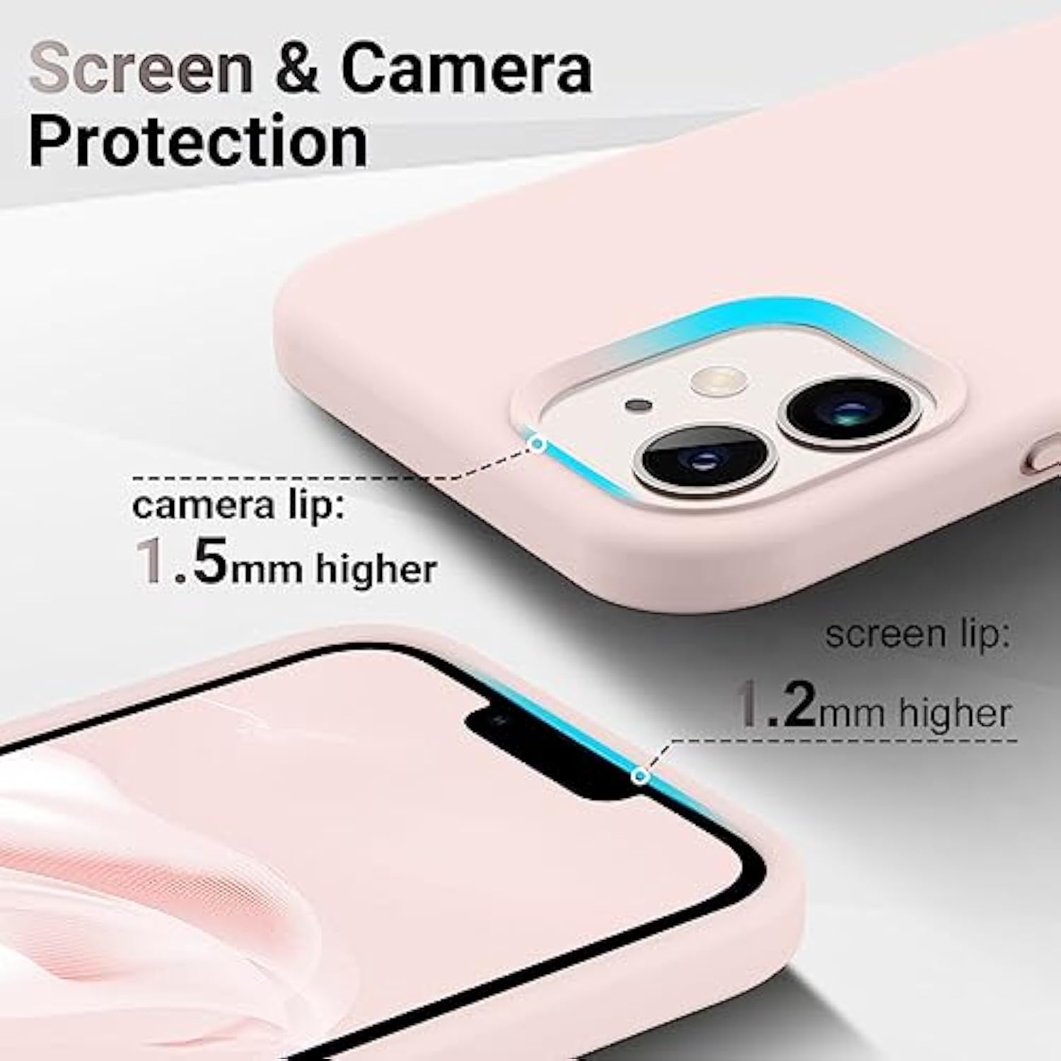 iPhone 12 6.1 Silicone Case Soft Anti-Fingerprint Flexible Bumper Chalk Pink