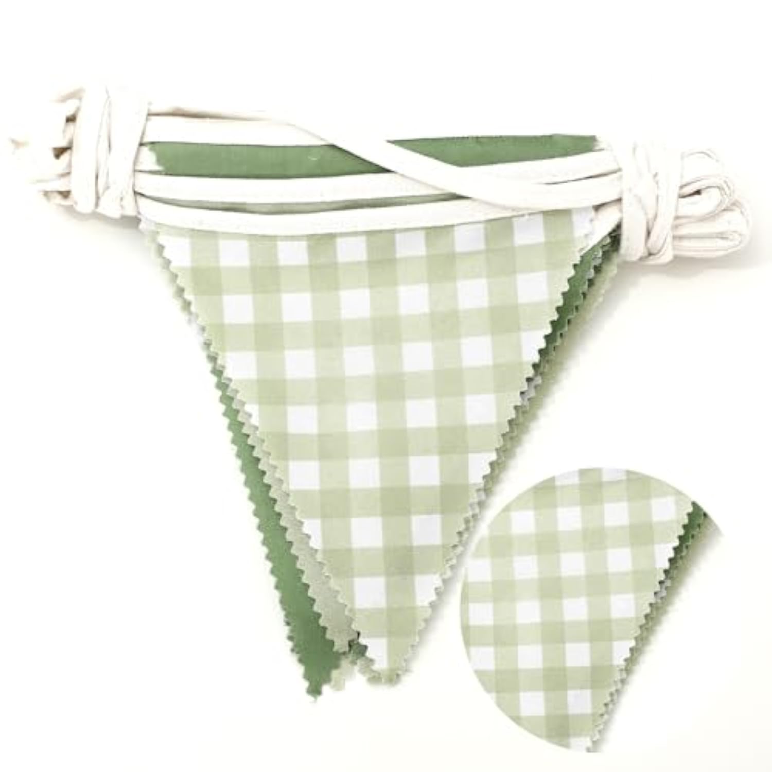 33Ft Green Party Hanging Banner Decoration Green Pennant Plaid Triangle Flag Fabric Bunting Garland For Birthday Wedding Baby Shower Party Supplies