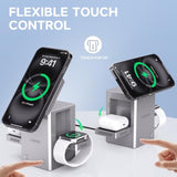 Wireless Charging Station For Apple - 3 In 1 Charger Stand Multiple Devices, Foldable Intelligent Magnetic Charger Dock For Iphone 16/15/14/13, Airpods, Apple Watch