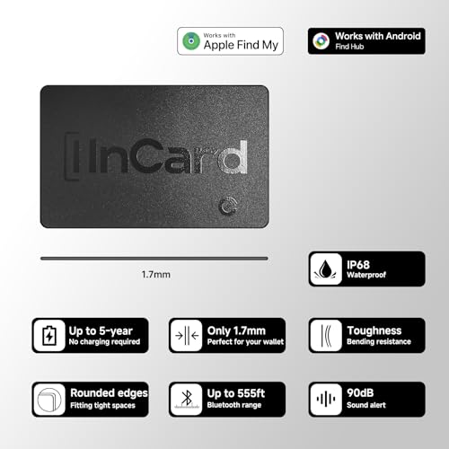 [2025 New, Designed In California] Wallet Tracker, Up To 5-Year Battery Life, Certifed By Apple Find My & Google'S Find Hub (Find My Device), Item Locator, Card Holder Tracker, Bags, Android Tracker