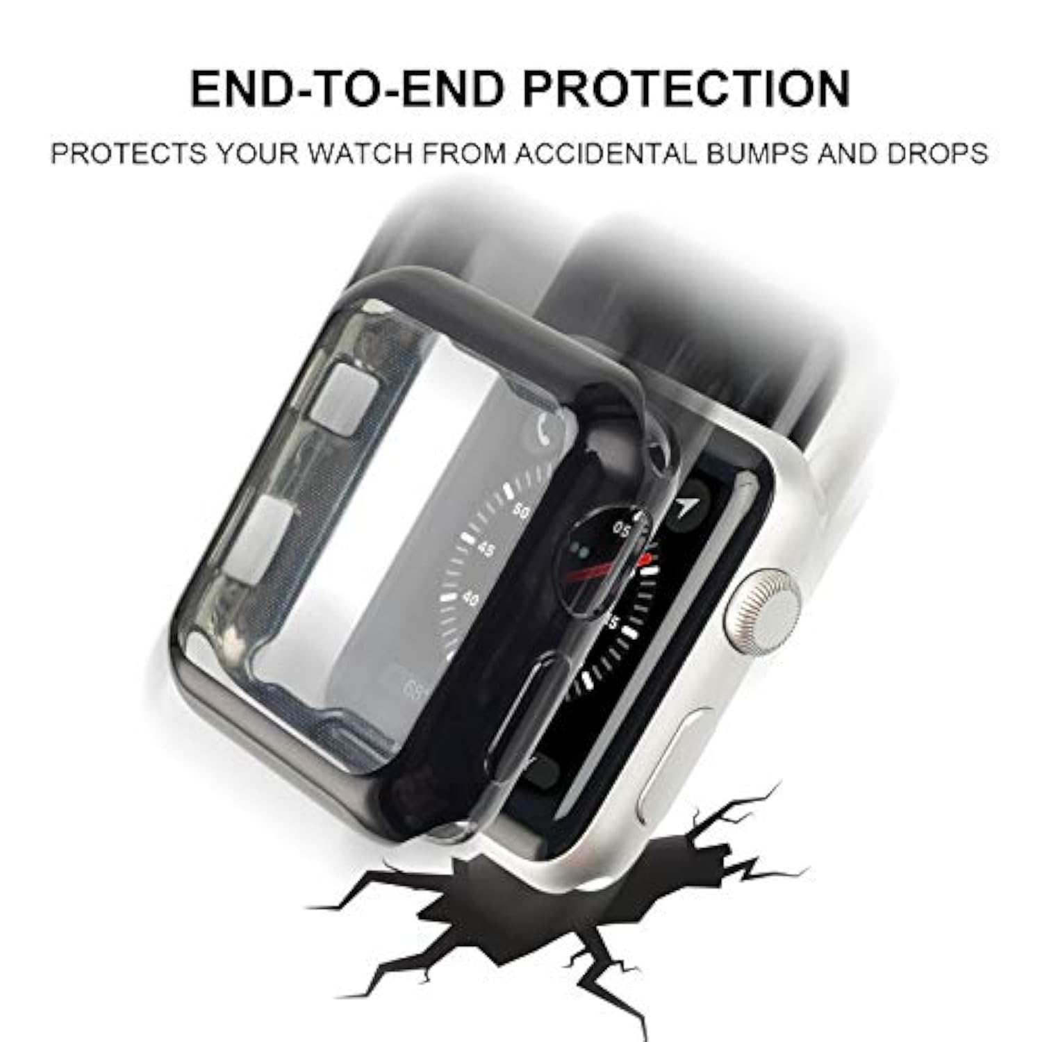 38Mm Case Compatible With Apple Watch Screen Protector With Built-In Hd Clear Ultra Thin Tpu Cover For Apple Watch Series 2 And Series 3 (Clear+Black+Gold+Rose Gold+Red+Blue+Green+Silver)