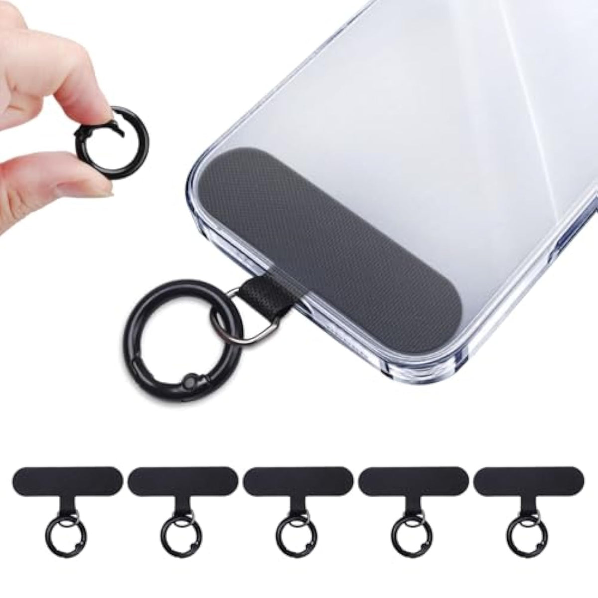 6-Pack Phone Tether Tabs with Spring Ring Clasps Lanyard Replacement for Cases
