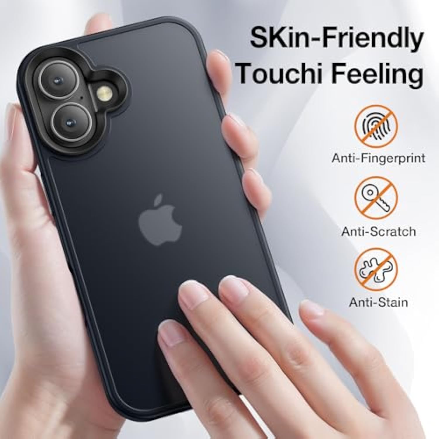 For Iphone 16 Phone Case, Shockproof For Iphone 16 Case, Military Grade Drop Protection, Protective Hard Back Slim Translucent Cover, Black