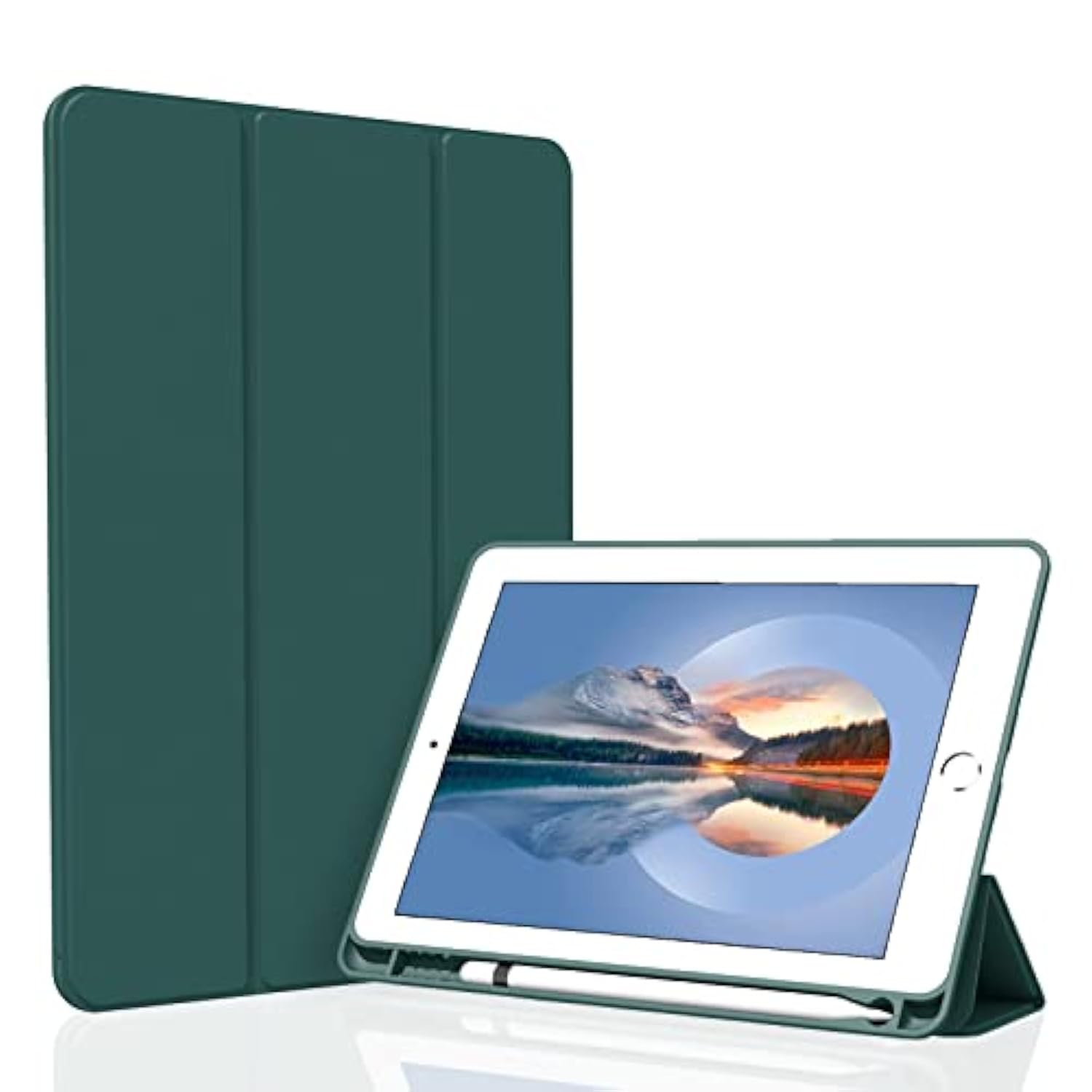 Case For 10.2 2021/2020/2019, Smart Lightweight Trifold Stand Cover, Auto Sleep/Wake Soft Tpu Pencil Holder Case For 10.2 Inch 9Th/8Th/7Th Generation - Dark Green